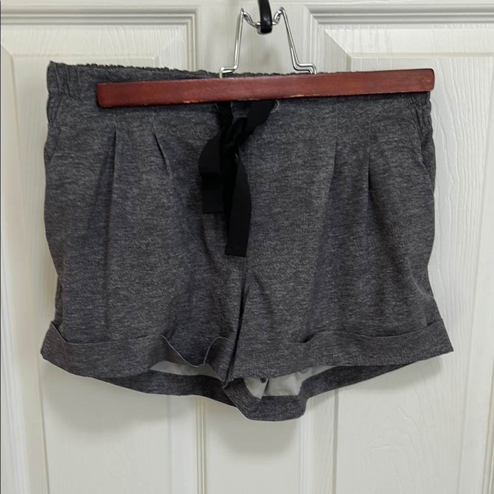 Gray Lululemon Shorts with Black Tie